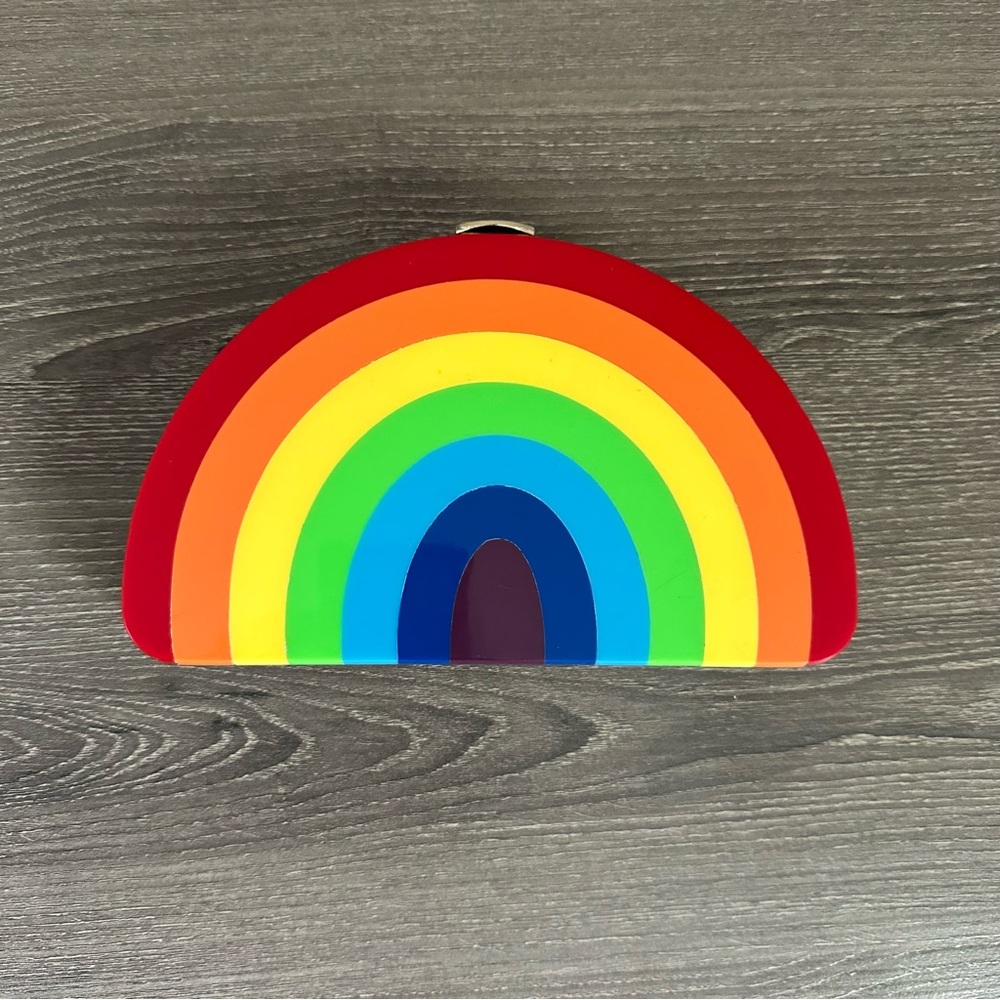 MILLY Rainbow Half Moon Clutch Resin Pride Purse Bag